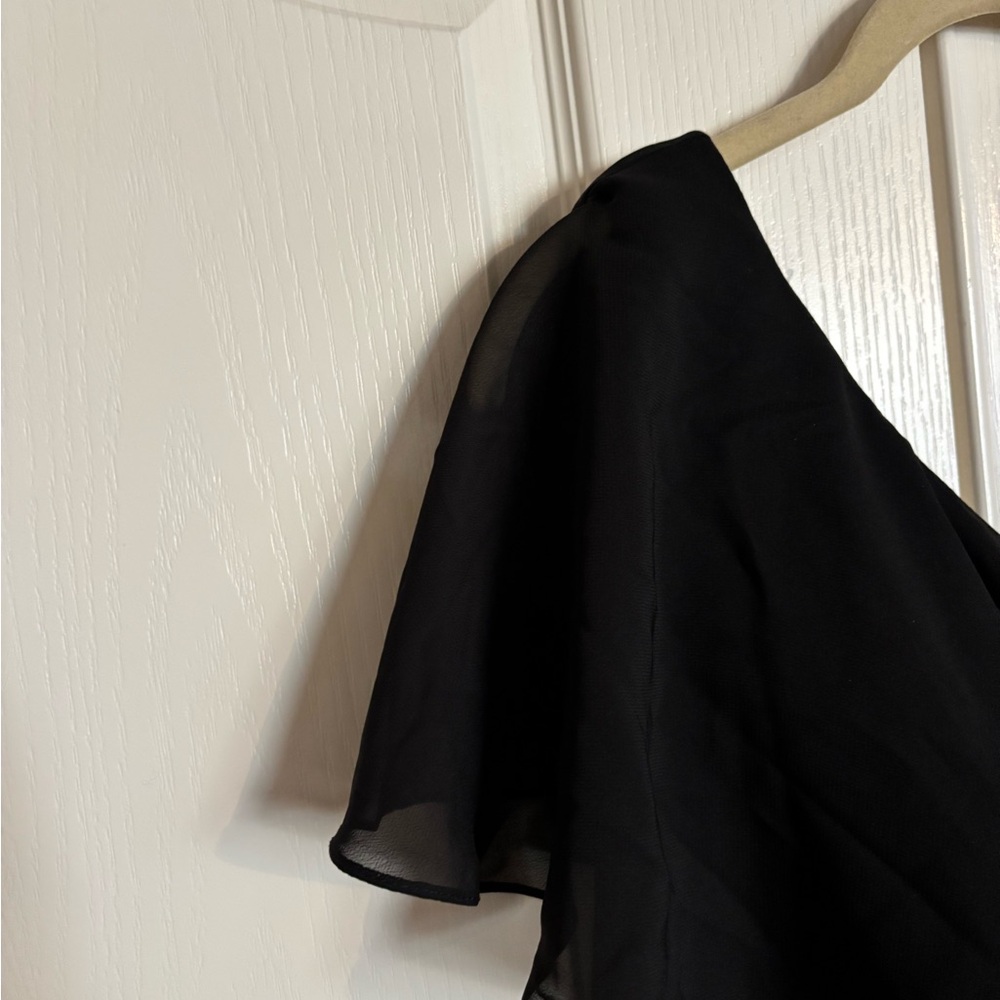 Jj’s House Trumpet mermaid style black chiffon mother of bride gown large - Picture 6 of 12